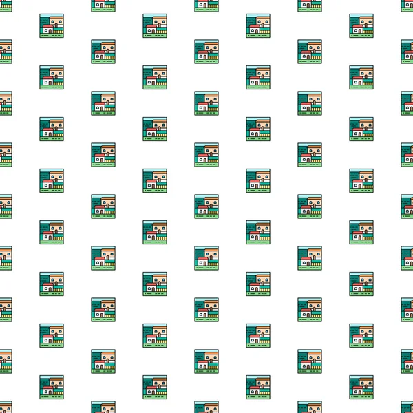 Çeşitli simgelerle vektör kulübesi manzara deseni.