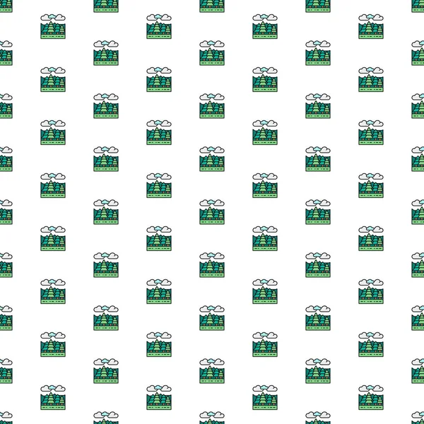 Vektör ormanı, ağaçlar çeşitli simgelerle şekillenmiş. Sembol dokusu tasarımı.