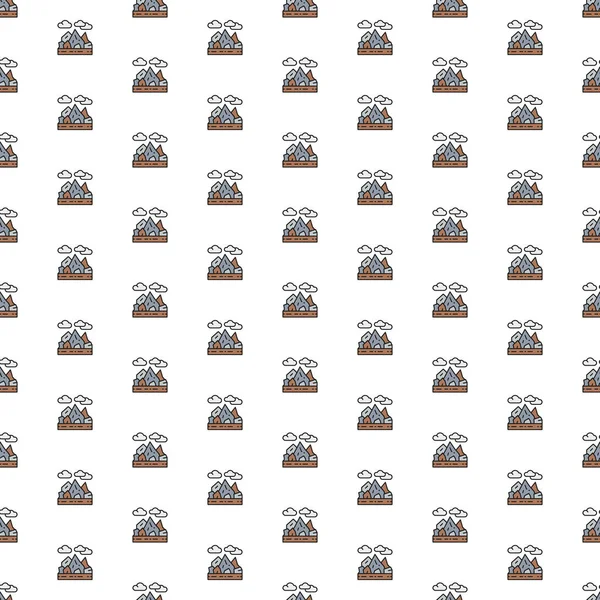 Vektör kayalar, çeşitli simgelere sahip dağ manzarası deseni. Sembol dokusu tasarımı.