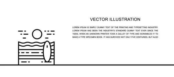 Vector praia paisagem um ícone de linha. Ilustração contínua de uma linha. — Vetor de Stock