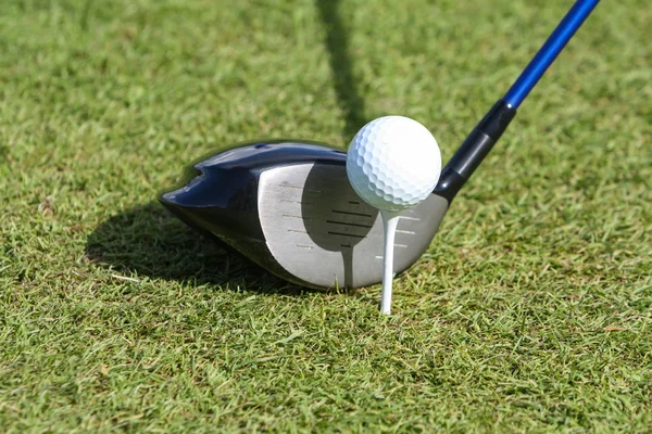 Golfball und Schläger im Gras — Stockfoto