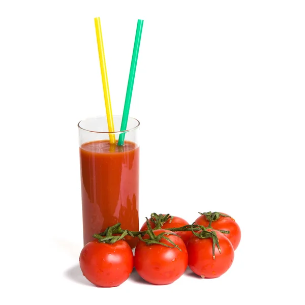 Zumo de tomate y tomates — Foto de Stock