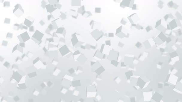 许多立方体在白色背景上漂浮在空中 商业概念 数字技术的符号 3D循环动画 — 图库视频影像