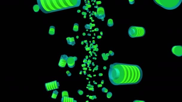 Багато Батарей Плавають Повітрі Чорному Тлі Символ Влади Енергії Піктограма — стокове відео