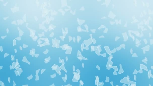 Many Broken Glass Floating Air Blue Background Business Damage Concept — 图库视频影像