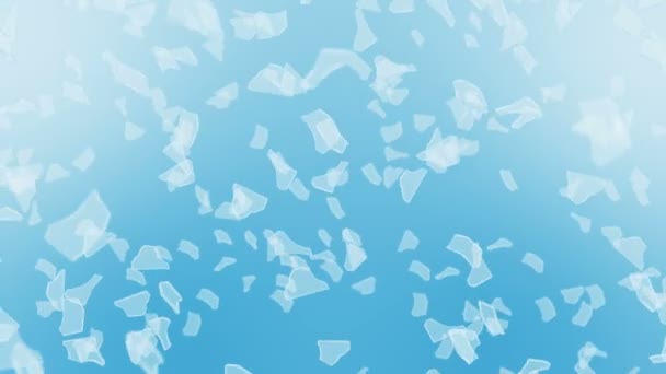 Many Broken Glass Floating Air Blue Background Business Damage Concept — 图库视频影像