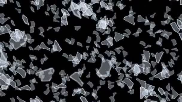 Viele Glasscherben Schweben Der Luft Auf Schwarzem Hintergrund Geschäftsschädigungskonzept Scharfes — Stockvideo