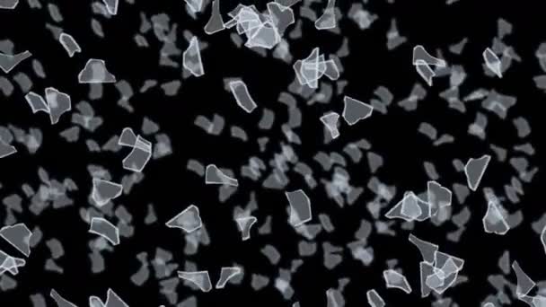 Muchos Cristales Rotos Flotando Aire Sobre Fondo Negro Concepto Daños — Vídeo de stock