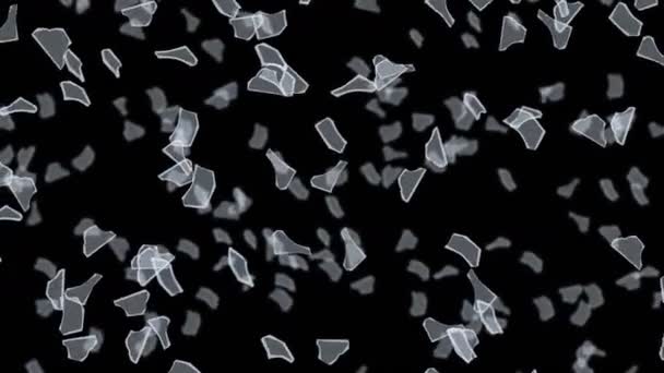 Muchos Cristales Rotos Flotando Aire Sobre Fondo Negro Concepto Daños — Vídeos de Stock