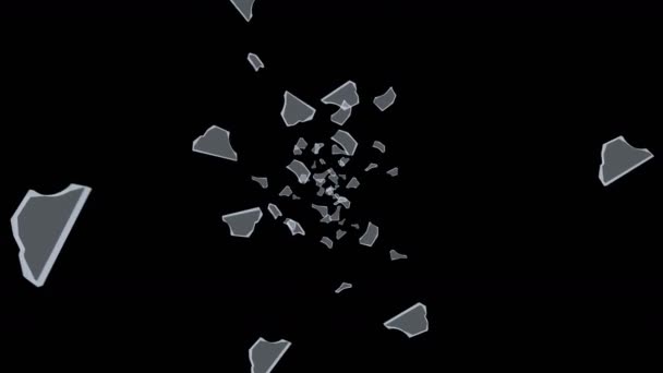 Many Broken Glass Floating Air Black Background Business Damage Concept — Stock Video