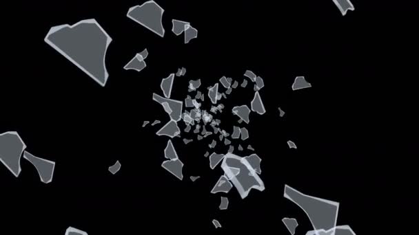 Many Broken Glass Floating Air Black Background Business Damage Concept — 图库视频影像