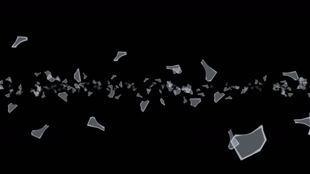 Many Broken Glass Floating Air Black Background Business Damage Concept — 图库视频影像