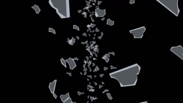 Many Broken Glass Floating Air Black Background Business Damage Concept — 图库视频影像