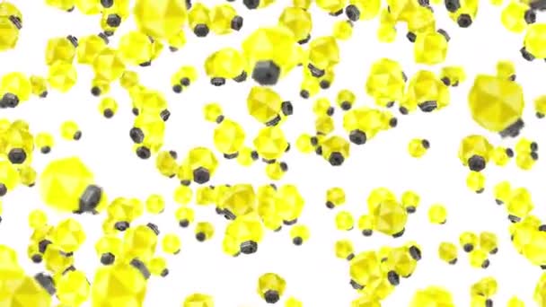 Många Glödlampor Flyter Luften Vit Bakgrund Kreativitet Koncept Polygon Illustration — Stockvideo