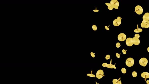 Pino Pressão Dourado Flutuando Sobre Fundo Preto Polegadas Douradas Equipamento — Vídeo de Stock