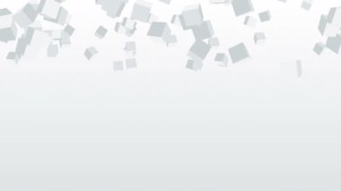 Birçok küp beyaz arka planda havada yüzüyor. İş konsepti. Dijital teknolojinin sembolü. 3B döngü canlandırması.