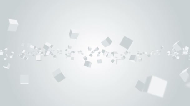 Многие Кубики Плавают Воздухе Белом Фоне Бизнес Концепция Символ Цифровых — стоковое видео