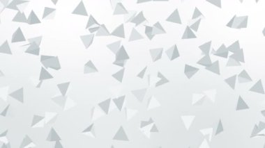 Birçok piramit şekilleri beyaz arka planda havada yüzer. İş konsepti. Dijital teknolojinin sembolü. 3B döngü canlandırması.