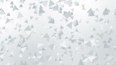 Birçok piramit şekilleri beyaz arka planda havada yüzer. İş konsepti. Dijital teknolojinin sembolü. 3B döngü canlandırması.