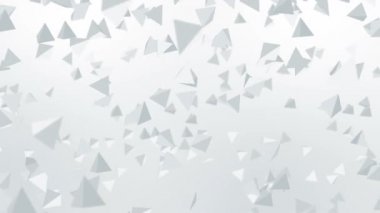 Birçok piramit şekilleri beyaz arka planda havada yüzer. İş konsepti. Dijital teknolojinin sembolü. 3B döngü canlandırması.