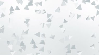 Birçok piramit şekilleri beyaz arka planda havada yüzer. İş konsepti. Dijital teknolojinin sembolü. 3B döngü canlandırması.