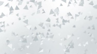 Birçok piramit şekilleri beyaz arka planda havada yüzer. İş konsepti. Dijital teknolojinin sembolü. 3B döngü canlandırması.