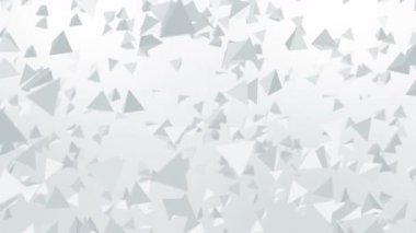 Birçok piramit şekilleri beyaz arka planda havada yüzer. İş konsepti. Dijital teknolojinin sembolü. 3B döngü canlandırması.