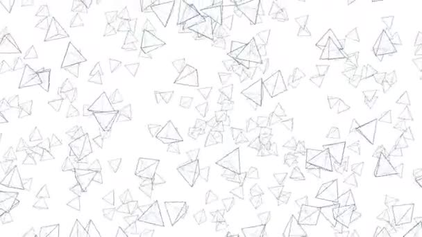 Molte Forme Piramidali Galleggianti Aria Sfondo Bianco Concetto Aziendale Simbolo — Video Stock