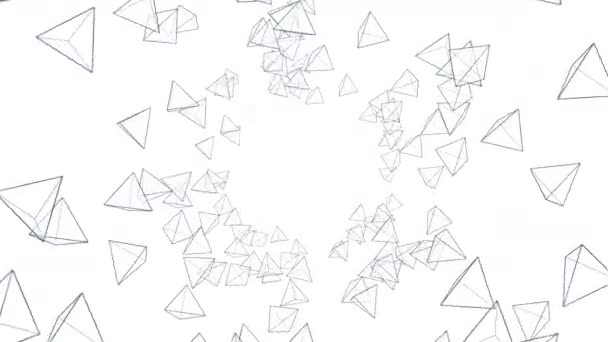 Veel Piramidevormen Zweven Lucht Een Witte Achtergrond Bedrijfsconcept Symbool Van — Stockvideo