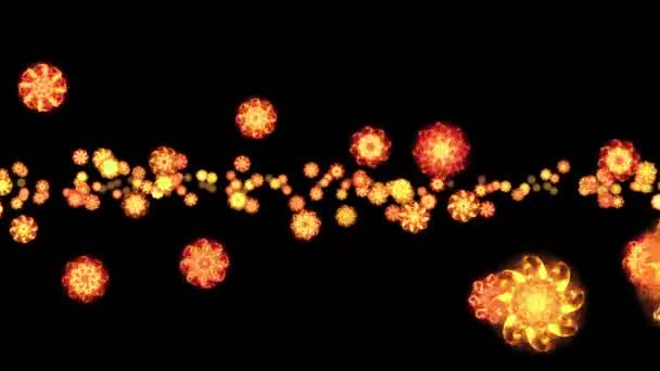 Oheň Květiny Vznášející Vzduchu Černém Pozadí Tvar Abstraktní Květiny Jasná — Stock video