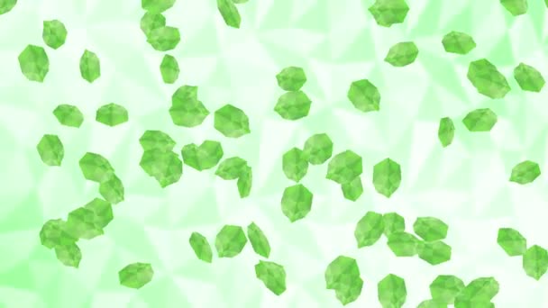 Many Green Leaves Floating Air White Background Low Polygonal Plant — 图库视频影像
