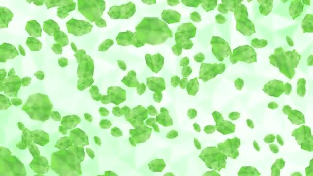 Veel Groene Bladeren Zweven Lucht Witte Achtergrond Lage Veelhoekige Plant — Stockvideo