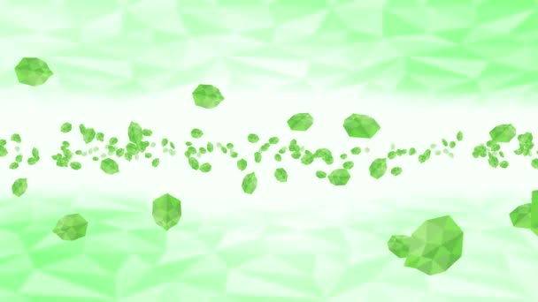 Many Green Leaves Floating Air White Background Low Polygonal Plant — 图库视频影像