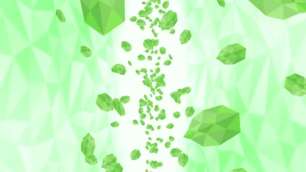 多くの緑の葉が白い背景に空中に浮かんでいます 低多角形の植物 デジタル技術の象徴 アブストラクトループアニメーション — ストック動画