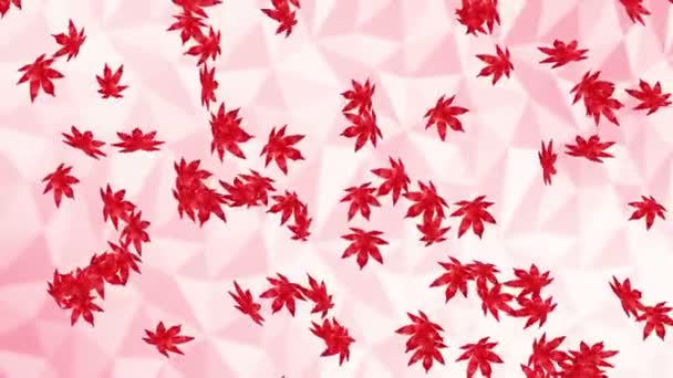 Багато Листя Червоної Осені Плавають Повітрі Білому Тлі Низькокутна Рослина — стокове відео