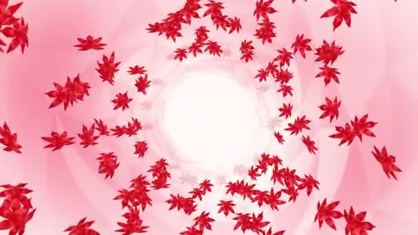 Many Red Autumn Leaves Floating Air White Background Low Polygonal — Stockvideo