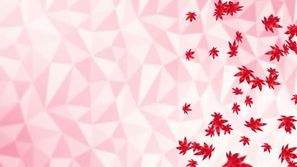 Много Красных Осенних Листьев Плавающих Воздухе Белом Фоне Низкая Многоугольная — стоковое видео
