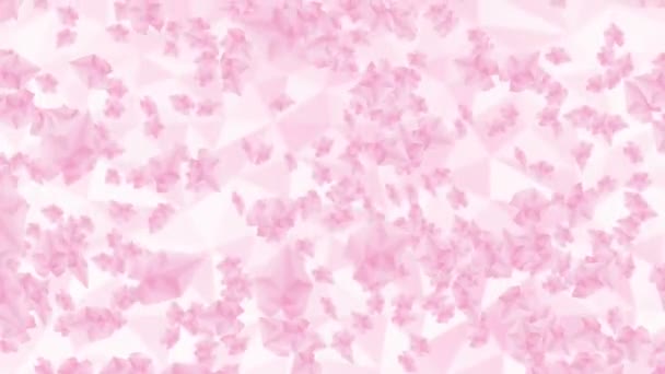 Viele Kirschblütenblätter Schweben Der Luft Auf Weißem Hintergrund Niedrige Polygonale — Stockvideo
