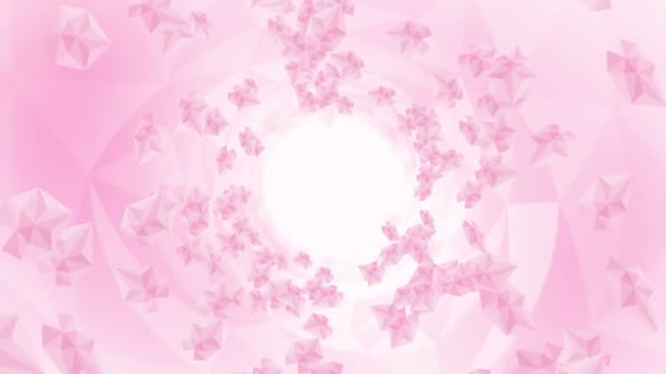 Many Cherry Blossom Petals Floating Air White Background Low Polygonal — 图库视频影像