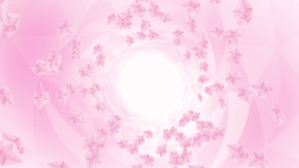 Viele Kirschblütenblätter Schweben Der Luft Auf Weißem Hintergrund Niedrige Polygonale — Stockvideo