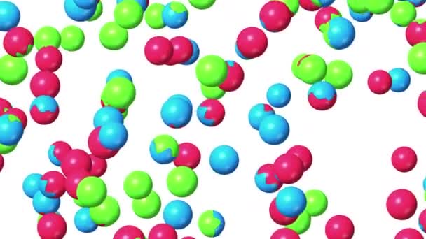 Muchas Esferas Colores Flotando Aire Sobre Fondo Blanco Símbolo Abstracto — Vídeos de Stock