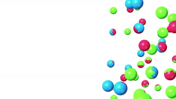 Muchas Esferas Colores Flotando Aire Sobre Fondo Blanco Símbolo Abstracto — Vídeos de Stock