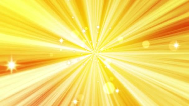 Muitas Estrelas Cintilantes Brilham Flutuando Abstrato Fundo Luz Dourada Conceito — Vídeo de Stock