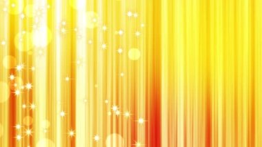 Birçok parıldayan yıldız havada yüzüyor. Soyut altın ışık arkaplanı. Lüks altın kavramı. 3B döngü canlandırması.