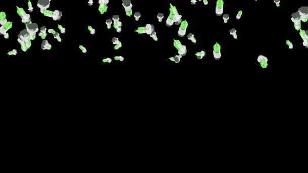 Многие Шприцы Плавают Воздухе Черном Фоне Медицинская Концепция Иллюстрация Инъекции — стоковое видео