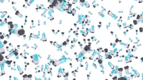 Viele Spritzen Schweben Der Luft Auf Weißem Hintergrund Medizinisches Konzept — Stockvideo