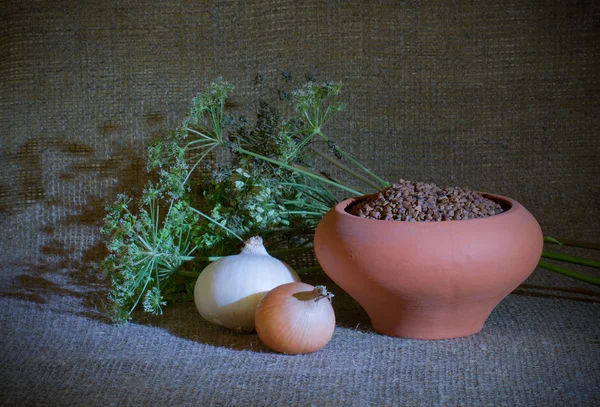 Still-life with clay pot — Stock Photo, Image