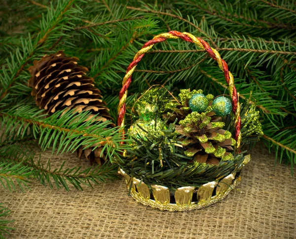 Basket of Christmas toys — Stock Photo, Image