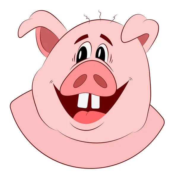 Vector Illustration Cartoon Smiling Pig Isolated White Background — Stock Vector