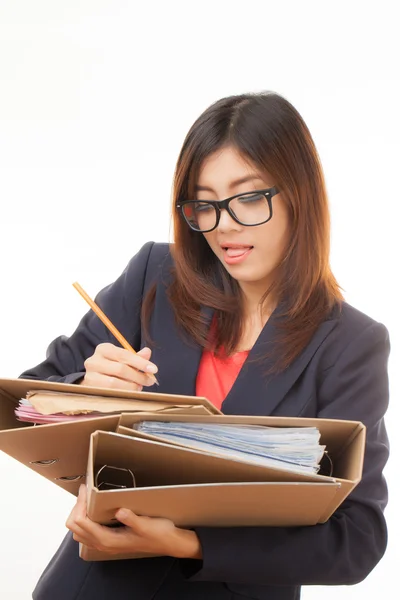 Asyalı çalışan kadın.